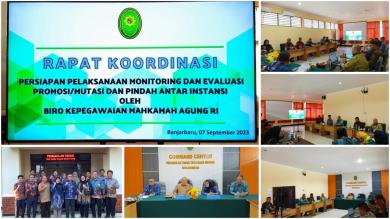 Rapat Koordinasi Persiapan Pelaksanaan Monitoring dan Evaluasi Promosi/ Mutasi dan Pindah Antar Instansi oleh Biro Kepegawaian Mahkamah Agung RI